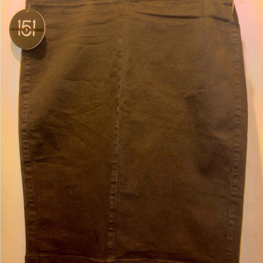 one 5 one Black Midi Pencil Skirt - Classic Tailored Fit Denim